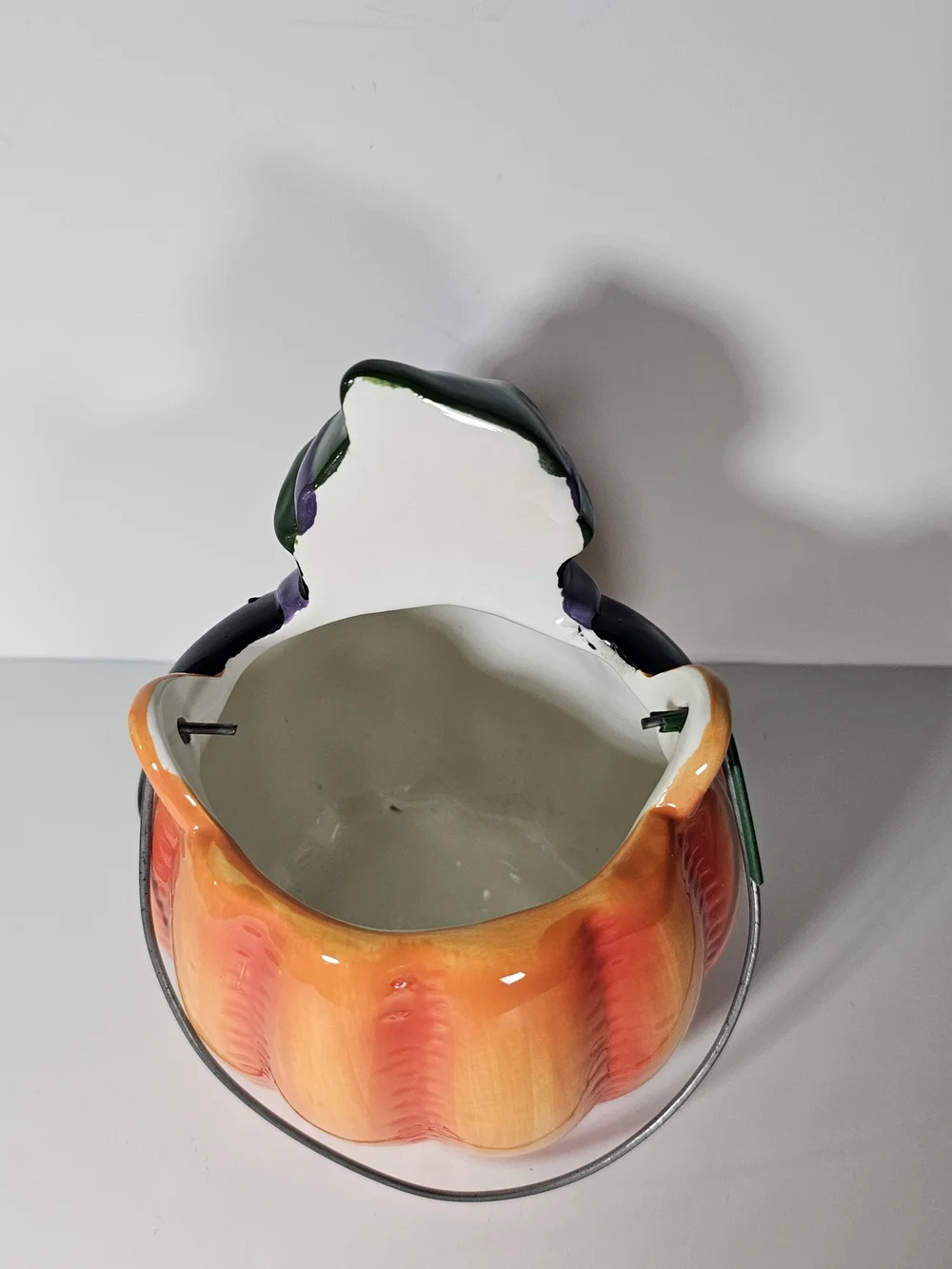 Halloween Black Cat Pumpkin Small Ceramic Candy Bucket Treat Pail BOO Decor